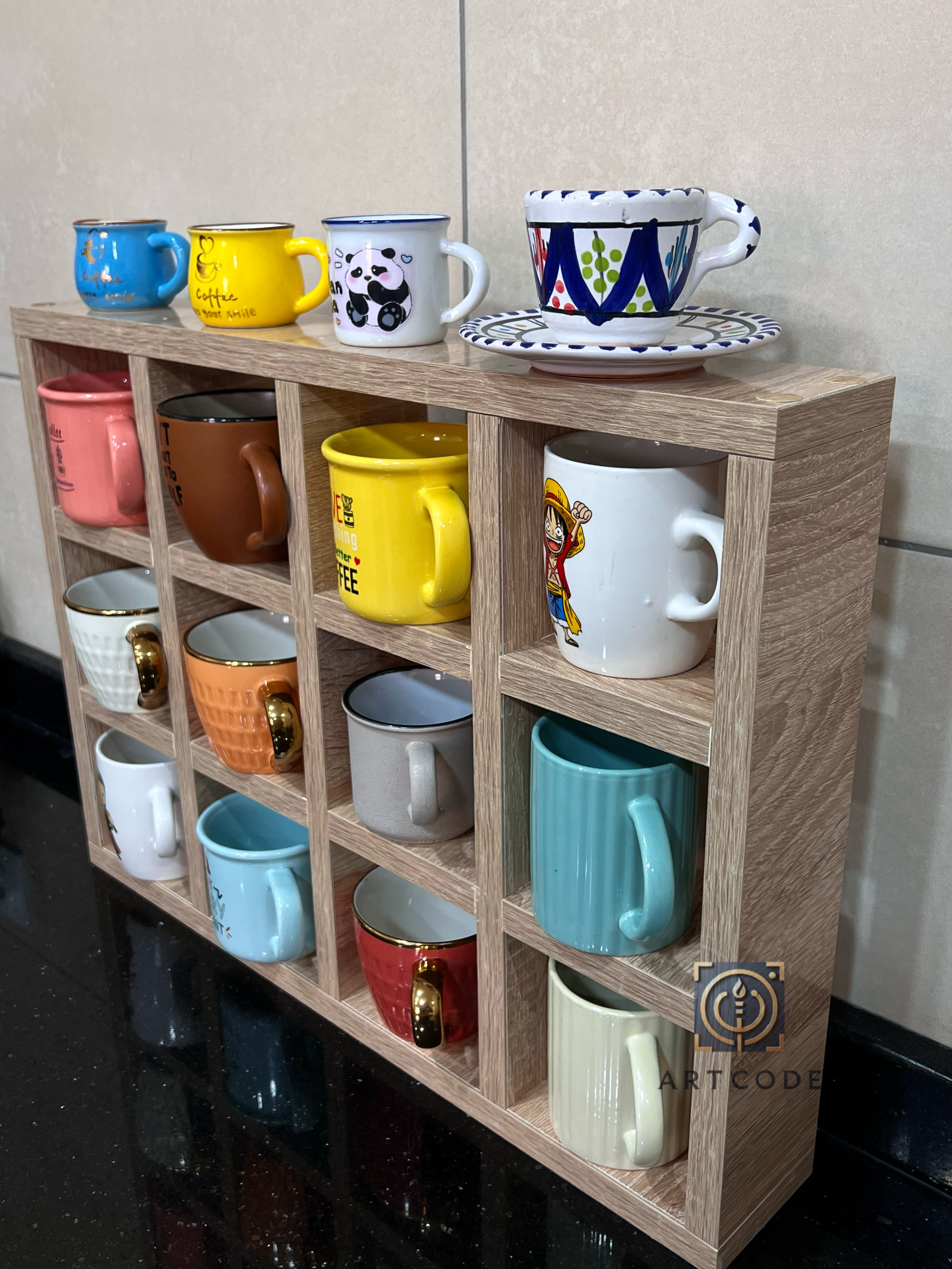 منظم أكواب خشبي