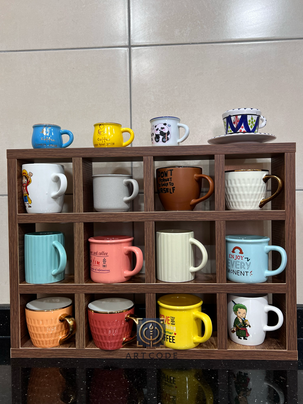 منظم أكواب خشبي